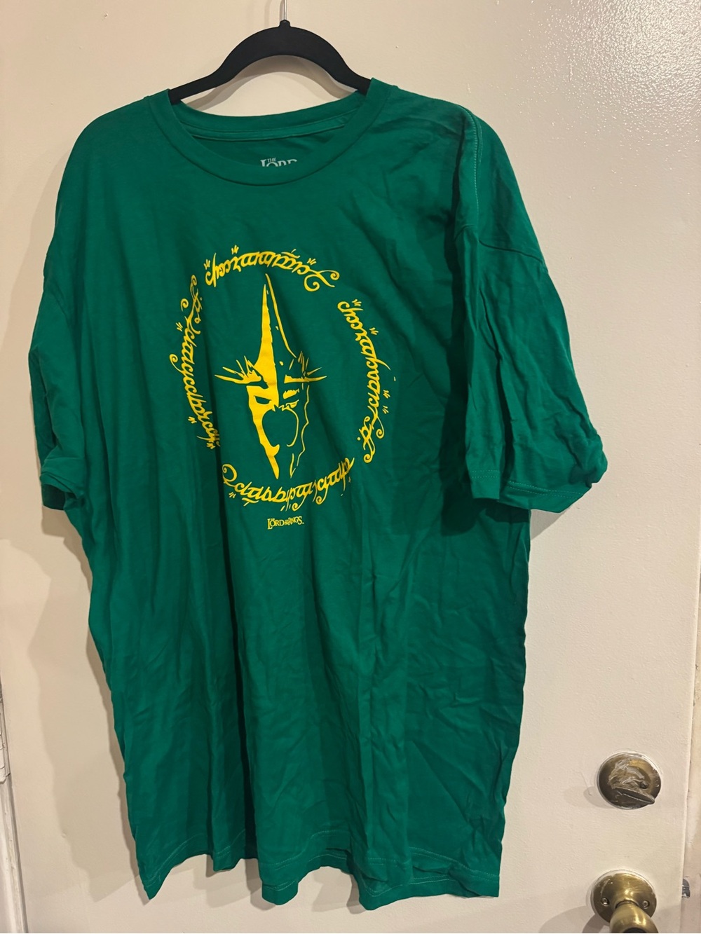 Lord of the Rings Crewneck T-Shirt with Yellow Print - Men's